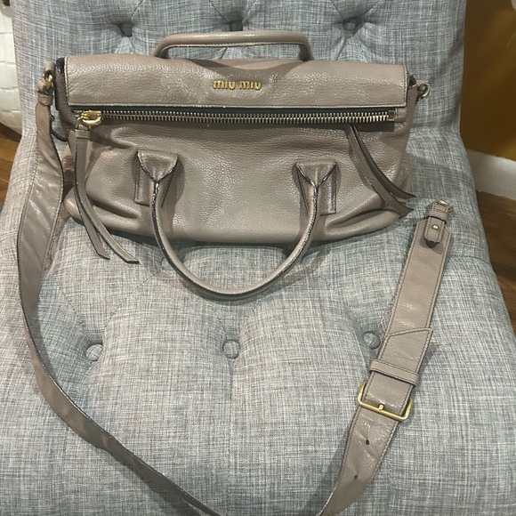 Miu Miu Fold Over Leather Bag  - damage see last photos - Picture 15 of 16